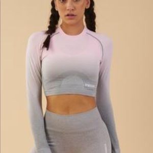 Gymshark Ombre Seamless Grey Pink Crop Top
